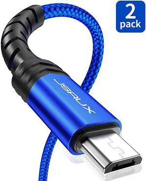 Micro USB Cable Android Charger  2Pack 66FT Micro USB Android Charger Cable Nylon Braided Cord Compatible with Galaxy S7 S6 J7 Edge Note 5 Kindle MP3 and MoreBlue