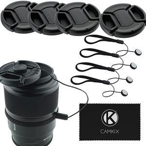 Lens Cap Bundle 4 Snapon Lens Caps for DSLR Cameras 4 Lens Cap Keepers Microfiber Cleaning Cloth Included Compatible Nikon Canon Sony Cameras