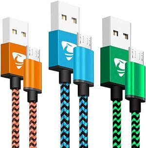 Micro USB Cable  Fast Android Charging Cord 6FT 3Pack Charging Cable Braided Charger Cord for Samsung Galaxy S7 Edge S6 S5 S2 J7 J7V J5 J3 J3V J2 LG K40 K20 Moto E4 E5 E6 Tablet PS4 Xbox