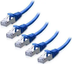 5Pack Snagless Cat 6a Cat6a SSTP SFTP Shielded Ethernet in Blue 3 Feet