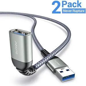 USB 30 Extension Cable Type A Male to Female Extension Cord 2PACK 66FT DURABLE BRAIDED MATERIAL 5Gbps Data Transfer Compatible with USB KeyboardMouseFlash Drive Hard DrivePrinter
