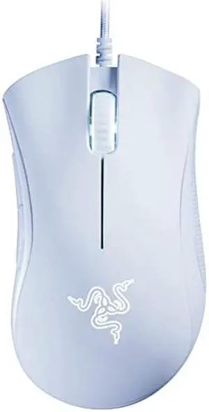 DeathAdder Essential Gaming Mouse 6400 DPI Optical Sensor Chroma RGB Lighting 5 Programmable Buttons Mechanical Switches Rubber Side Grips White