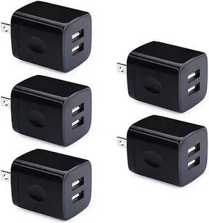 USB Wall Plug  21A Dual Port USB Power Block 5 Pack Portable Quick Charger Cubes Compatible iPhone 76 plus8x Samsung Galaxy S9S10eS9S8 PlusS6 LG G8G7V35V40 ThinQ Moto G7 plus