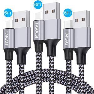USB Type C Cable  3Pack 6ft USB C to USB A Nylon Braid Fast Charging Cord High Speed Data Sync Transfer Charger Cable Compatible with Galaxy S9 Note LG Pixel 2 XL Huawei ONEPLUS and More