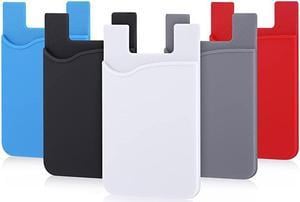 Phone Card Holder  5 Pack UltraSlim Credit Card Holder Adhesive Pocket Compatible for iPhone Samsung iPad LG Sony More Android Smart PhonesBlack White Gray Blue Red