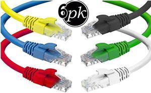 Ethernet Cable 15 Feet LAN UTP 18 inch Cat 6 RJ45 Network Patch Internet Cable 6 Pack 15 ft