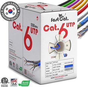 Cat6 Ethernet Cable 1000ft Insulated Bare Copper Wire Internet Cable with Noise Reducing Cross Separator 550MHZ 10 Gigabit Speed UTP LAN Cable 1000 ft CMR Blue