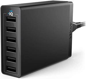 USB Wall Charger  60W 6 Port USB Charging Station PowerPort 6 Multi USB Charger for iPhone XsMaxXRX87Plus iPad ProAir 2MiniiPod Galaxy S9S8S7EdgePlus Note LG HTC and More