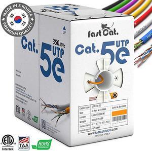 Cat5e Ethernet Cable 1000ft - 24 AWG, CMR, Insulated Bare Copper Wire Internet Cable with FastReel - 350MHZ / Gigabit Speed UTP LAN Cable - CMR (Orange)