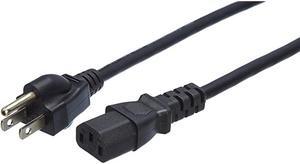 Computer Monitor TV Replacement Power Cord 15Foot Black