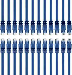 24Pack Cat5e Ethernet Patch Cable 6 Feet Snagless RJ45 Computer LAN Network Cord Blue Compatible with 24 48 Port Switch POE Rackmount 24port Gigabit