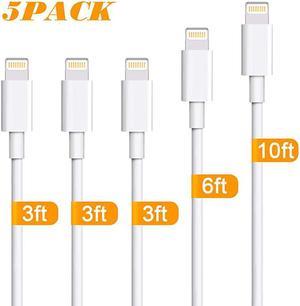 iPhone Charger 5 Pack 3ft3ft3ft6ft10ft Lightning Cable iPhone Charging Syncing Cord Charger Cable Compatible iPhone X 8 8Plus 7 7Plus 6s 6sPlus 6 6Plus SE 5 5s 5c more