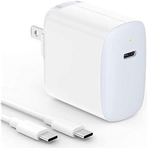 USB C Fast Charger Compatible with iPad Pro 129 11 20202018 New Air 4 Mac Book Air 13 inch 12 inch A1534 USBC Type C Thunderbolt 3 Power Adapter LED 66ft USB C to C Charging Cord