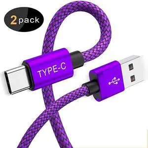 Type C Charger Cable 66FT 2PackNylon Charging Power Cord for Samsung Galaxy Fold A10E A20 A20E A30 A40 A50 A60 A70 A80 A8 A9 A90 S20 Ultra S20+ Plus 20 20+LG V50 V40 Thinq Stylo 4 5Moto Z3 G7