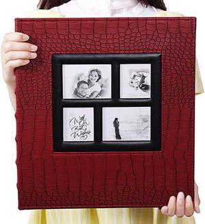 Photo Album for 600 4x6 Photos Leather Cover Extra Large Capacity for Family Wedding Anniversary Baby Vacation Wine red with Crocodile Pattern 600 Pockets