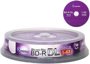 10 Pack Bdr Dl 50gb 6X Bluray Double Layer Recordable Disc Blank Logo Data Video Media 10Discs Spindle