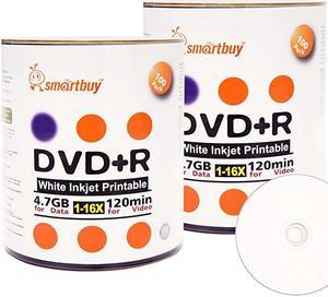 200 Pack DVD+R 47gb 16x White Printable Inkjet Blank Media Record Disc 200 Disc 200pk