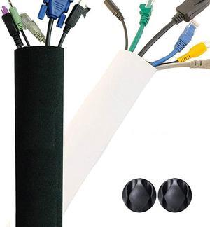 Design PREMIUM 63 Cable Management Sleeve Best Cords Organizer System for TV Computer Office Home Entertainment DIY Adjustable Black White Cord Sleeves Wire Cover Concealer Wrap