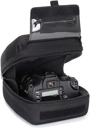 Hard Shell DSLR Camera and Zoom Lens Case with Molded EVA Protection Quick Access Opening and Padded Interior Compatible with Nikon Canon Olympus Cameras with Popular 300mm Lenses