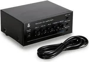 Compact Mini Home Power Amplifier 40W Smart Small Audio Stereo Receiver w AUX 2 Microphone IN COM8Ohm25V70V Speakers LED Input Selector For PA Amplified Speaker Sound System  PCM20A