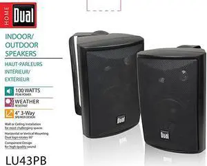LU43PB 3-Way High Performance Outdoor Indoor Speakers with Powerful Bass | Effortless Mounting Swivel Brackets | All Weather Resistance | Expansive Stereo Sound Coverage | Sold in Pairs