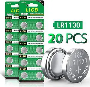 20 Pack LR1130 AG10 Battery 15V LongLasting Alkaline Button Cell Batteries
