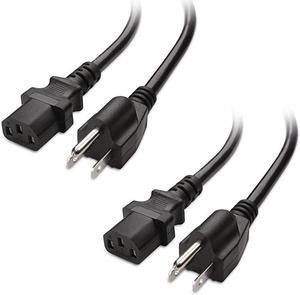 2-Pack 16 AWG Heavy Duty 3 Prong Computer Monitor Power Cord in 3 Feet, UL Listed (NEMA 5-15P to IEC C13)