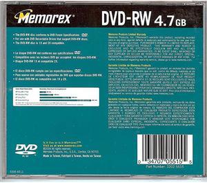 DVDRW 47 GB data 1X 2X or 120 minute video