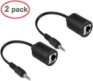 2Pack 35mm Stereo to RJ45 Female Extender Over Cat5Cat6 Cable 2X 35mm to RJ45 Female