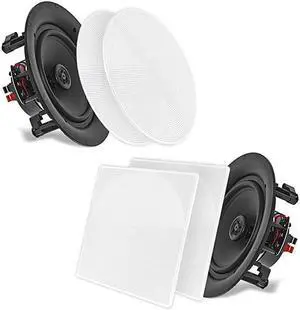 10 Ceiling Wall Mount Speakers Pair of 2Way Full Range Sound Stereo Speaker Audio System Flush Design wElectronic Crossover Network 35Hz20kHz Frequency Response 250 Watts Peak  PDIC106