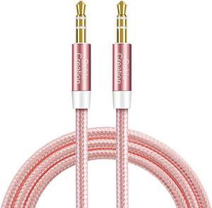 35mm Audio Cable  35mm Male to Male Auxiliary Stereo Cable Compatible with Car Headphones Tablets iPhone Microsoft Surface Dock Priva III amp More 15 ft 04M Rose Gold
