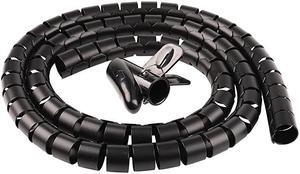 Cable Organizer Coiled Tube Sleeve Cable Cable Management Sleeve Black Length59inches Diameter11inches