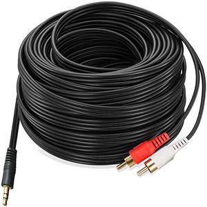 35 to RCA Audio Cable 25 Feet 35mm Aux to 2RCA Male Stereo Audio Y Cable