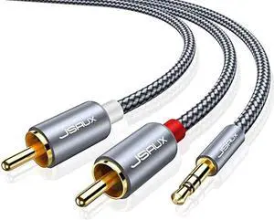 RCA Cable 66ft2M Dual Shielded GoldPlated 35mm Male to 2RCA Male Stereo Audio Adapter Coaxial Cable Nylon Braided AUX RCA Y Cord for Smartphones MP3 Tablets Speakers HDTV Grey RCA Cable 66ft2M Dual Shielded GoldPlated 35mm Male to 2RCA Male Stereo Audio Adapter Coaxial Cable Nylon Braided AUX RCA Y Cord for Smartphones MP3 Tablets Speakers HDTV Grey
