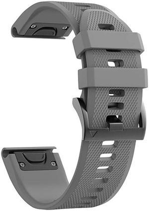 Compatible Fenix 5 Band 22mm Width Soft Silicone Watch Strap for Fenix 5Fenix 5 PlusFenix 6Fenix 6 ProForerunner 935Forerunner 945Approach S60Quatix 5Gray