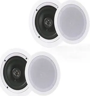 Pair 525 Flush Mount inWall inCeiling 2Way Home Speaker System Spring Loaded Quick Connections Dual Polyprone Cone Polymer Tweeter Stereo Sound 150 Watts PDIC1651RD