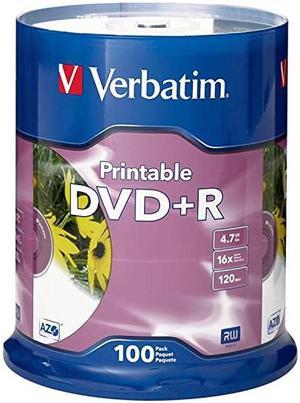 DVD+R 47GB 16X White Inkjet Printable 100pk Spindle