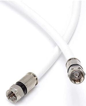 Feet White Solid Copper Center Conductor Made in The USA RG6 Coaxial Cable with Connectors F81 RF Digital Coax for AudioVideo CableTV Antenna Internet Satellite