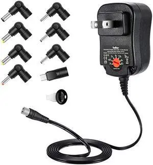 12W Universal 3V 45V 5V 6V 75V 9V 12V AC DC Adapter Power Supply for Household Electronics Router Speaker Smart Phone Tablet CCTV IP Camera 1A 1000mA Amp Max