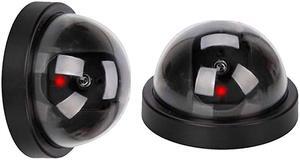 2 X Black Dome Fake Dummy Security CCTV Camera Waterproof IR LED Flashing Red Light Outdoor Indoor Surveillance