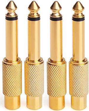 14 to RCA  RCA to 14 Adapter RCA Female to 635mm 14 inch Male Mono TS Interconnect Audio Adapter Conversion Plug Adaptor Gold Plated4 Pack