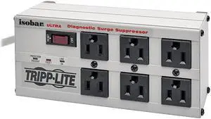 ISOBAR6Ultra Isobar 6 Outlet Surge Protector Power Strip, 6ft Cord, Right-Angle Plug, Metal, Lifetime Limited Warranty & $50,000 Insurance White