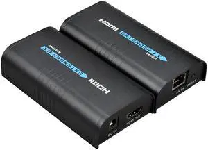 HDMI Extender 120m Over TCP IP Rj45 Cat5 Cat5e Cat6 Cat6e UTP STP Ethernet LAN Switch Network Support 400ft 1080P Black HSV373 A Pair