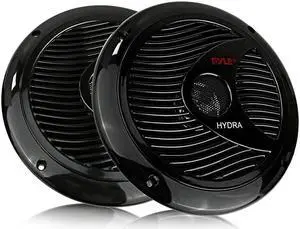 65 Inch Dual Marine Speakers 2 Way Waterproof and Weather Resistant Outdoor Audio Stereo Sound System with 150 Watt Power Polyprone Cone and Cloth Surround 1 Pair  PLMR60B Black