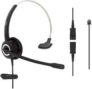 RJ9 Corded Office Phone Noise Canceling Headset for MITEL Nortel Meridian Polycom Packet 8 ShoreTel Xblue Landline Telephone Monaural