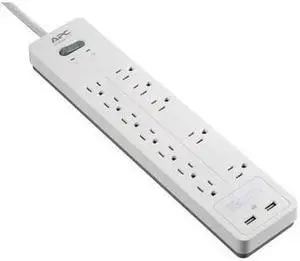 Surge Protector Power Strip with USB Charging Ports PH12U2W 2160 Joules Flat Plug 12 Outlets