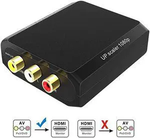 RCA to HDMI Converter  1080P AV to HDMI ConverterComposite to HDMI Converter for XboxPS2WiiVHSVCRDVD to Play on HDMI Digital TV