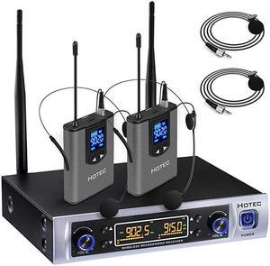 Pyle Dual Channel Wireless Microphone System - Portable VHF Audio Mic Set  with Clip Lavalier lapel, Handheld, Headset, Transmitter, ¼'' cable, power