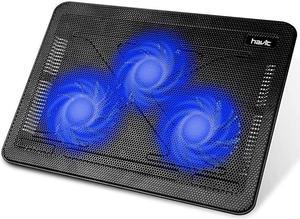 HVF2056 15617 Laptop Cooler Cooling Pad Slim Portable USB Powered 3 Fans BlackBlue
