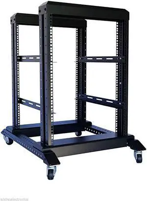 Server Rack Open Frame Rack 4 Post 19 inch Adjustable ServerAudio Rack Cold Rolled Steel15U17 Depth
